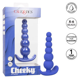 CALIFORNIA EXOTICS CHEEKY X-6 ANAL BEADED PROBE BLUE