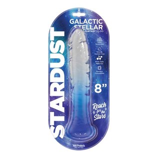 HOTT PRODUCTS STARDUST GALACTIC JELLY DILDO 8" CRYSTAL BLUE