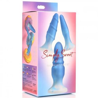 CURVE TOYS SIMPLY SWEET SILICONE ANAL PLUG SET BLUE