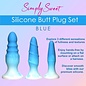 CURVE TOYS SIMPLY SWEET SILICONE ANAL PLUG SET BLUE