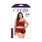 FANTASY LINGERIE CURVE NOELLE CROP CAMI & SHORT SET RED/BLACK 3X/4X