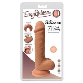 CURVE TOYS DILDO/BALLS EASY RIDER SILICONE  7" VANILLA