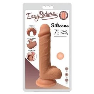 CURVE TOYS DILDO/BALLS EASY RIDER SILICONE  7" VANILLA