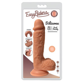 CURVE TOYS EASY RIDER DILDO SILICONE 8" CARAMEL