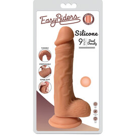 CURVE TOYS DILDO/BALLS EASY RIDER SILICONE 9" VANILLA