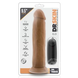 BLUSH DR SKIN THROB VIBRATING W/REMOTE CARAMEL 9.5"