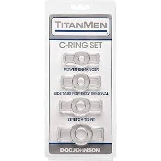 DOC JOHNSON TITANMEN STRETCH TO FIT C RING 4 PACK CLEAR