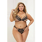 SEVEN TILL MIDNIGHT TWO PIECE LACE STRAPPY BRA AND THONG SET BLACK