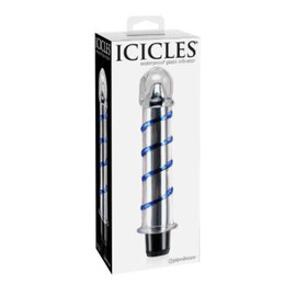 PIPEDREAM ICICLES NO. 20 GLASS MASSAGER VIBE CLEAR/BLUE