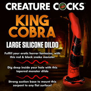 XR BRAND CREATURE COCKS KING COBRA LARGE  DILDO RED/BLK 14"