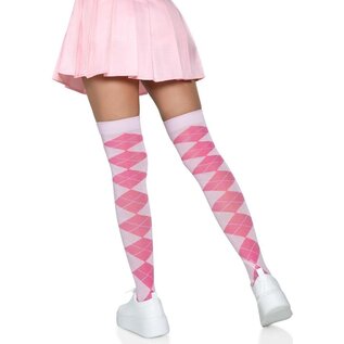 LEG AVENUE LA ARGYLE KNIT OVER THE KNEE SOCK O/S