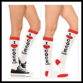 LEG AVENUE LA COCKTAILS KNEE SOCKS WHITE/RED