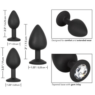 CALIFORNIA EXOTICS PLUG SILICONE GEM SET BLACK