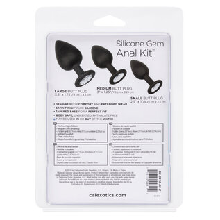CALIFORNIA EXOTICS SILICONE GEM PLUG SET BLACK