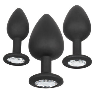 CALIFORNIA EXOTICS SILICONE GEM PLUG SET BLACK