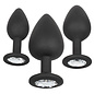 CALIFORNIA EXOTICS PLUG SILICONE GEM SET BLACK