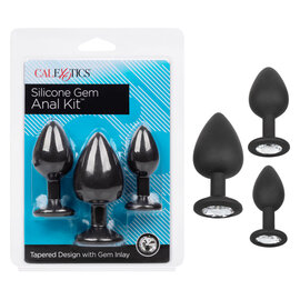 CALIFORNIA EXOTICS SILICONE GEM PLUG SET BLACK