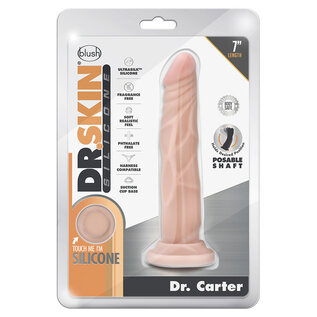 BLUSH DR SKIN DILDO SILICONE POSABLE DR CARTER   7" VANILLA