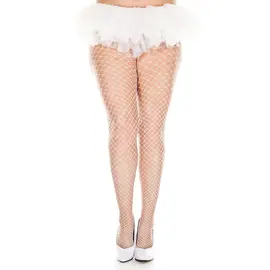 MUSIC LEGS ML PANTYHOSE MINI DIAMOND NET QUEEN SIZE WHITE