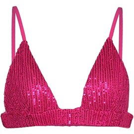 "O" HEAVENS BIKINI STYLE STRETCH SEQUIN TOP PINK