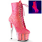 PLEASER PLEASER ADORE LACE UP ANKLE BOOT GLITTER PINK SIZE 9