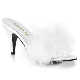 PLEASER PLEASER CLASSIQUE FUR SLIPPER 4" HEEL  WHITE SIZE 9