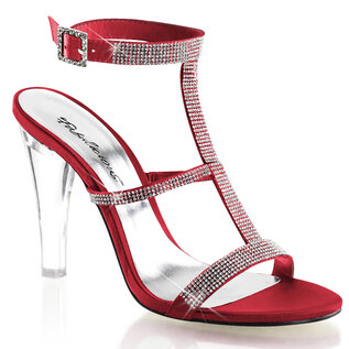 PLEASER PLEASER CLEARLY DIAMOND 4" HEEL  RED SIZE 6