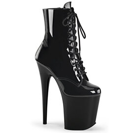 PLEASER PLEASER FLAMINGO 1020 LACE UP BOOT SIDE ZIP  BLACK SIZE 9