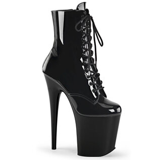 PLEASER PLEASER FLAMINGO 1020 LACE UP BOOT SIDE ZIP  BLACK SIZE 9