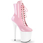 PLEASER PLEASER FLAMINGO LACE UP BOOT SIDE ZIP  PINK/WHITE SIZE 9