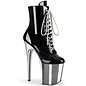 PLEASER PLEASER FLAMINGO 1020 LACE UP BOOT SIDE ZIP  SILVER/BLACK SIZE 8
