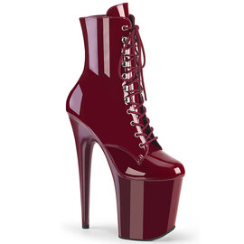 PLEASER PLEASER FLAMINGO 1020 LACE UP BOOT SIDE ZIP  WINE SIZE 10