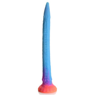 "O" HEAVENS DILDO CREATURE SNAKE GLOW IN THE DARK BLUE 18"