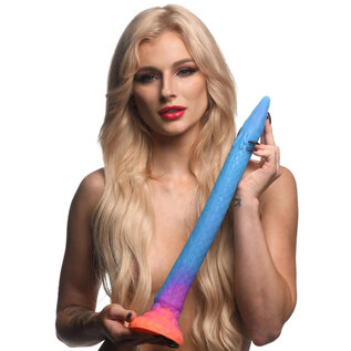 "O" HEAVENS DILDO CREATURE SNAKE GLOW IN THE DARK BLUE 18"