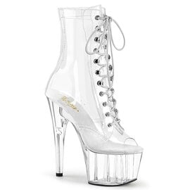 PLEASER PLEASER PEEP TOE LACE UP ANKLE BOOT