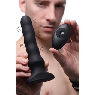 XR BRAND THUNDERPLUGS VIBRATING & SQUIRMING SILICONE PLUG W/ REMOTE CONTROL