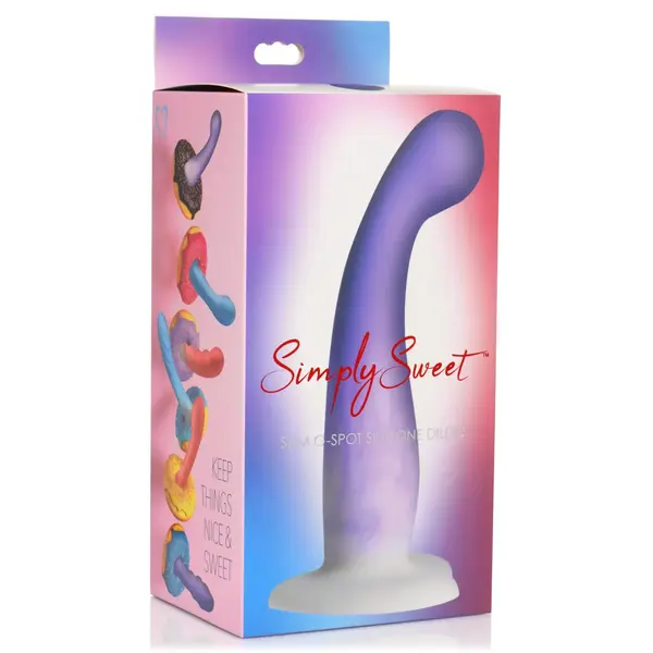 CURVE DILDO SIMPLY SWEET SLIM G PURPLE & WHITE 7"
