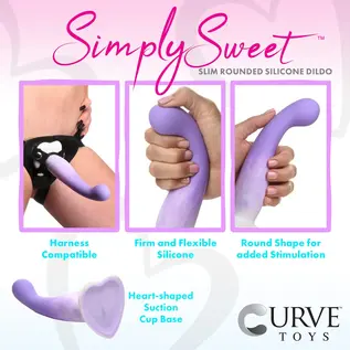 CURVE DILDO SIMPLY SWEET SLIM G PURPLE & WHITE 7"