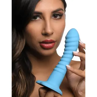 CURVE TOYS SIMPLY SWEET RIBBED DONG BLUE 7"