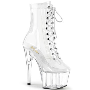 PLEASER PLEASER ADORE BOOT LACE UP  7" HEEL 1020  CLEAR SIZE 6