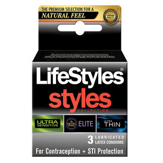 LIFESTYLE CONDOM LIFESTYLES STYLES SENSITIVE LATEX FREE CONDOMS 3 PK
