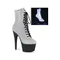 PLEASER ADORE BOOT LACE UP  7" HEEL 1020  REFLECTIVE WHITE SIZE 7