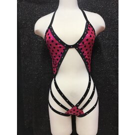 HOT GIRL LINGERIE HG ROMPER DOT BLACK & PINK