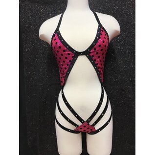 HOT GIRL LINGERIE HG ROMPER DOT BLACK & PINK