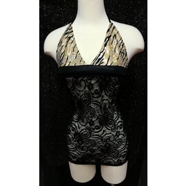 MINOR CREATIONS MC GOLDEN TIGER CUT OUT DRESS WITH THONG O/S BLK/GOLD