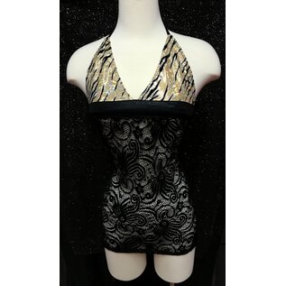 MINOR CREATIONS MC TIGER CUT OUT DRESS WITH THONG O/S BLK/GOLD