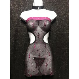 HOT GIRL LINGERIE HG SEQUIN DRESS  & THONG SET PINK BLACK