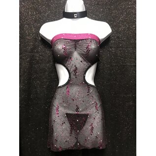 HOT GIRL LINGERIE HG SEQUIN DRESS  & THONG SET PINK BLACK