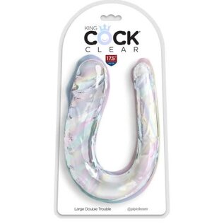 KING COCK KING COCK CLEAR LARGE DOUBLE TROUBLE DONG 17.5" CLEAR