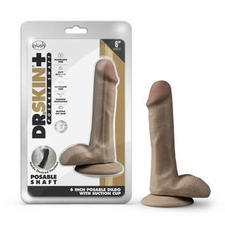 BLUSH DR SKIN DILDO PLUS POSABLE 6" MOCHA